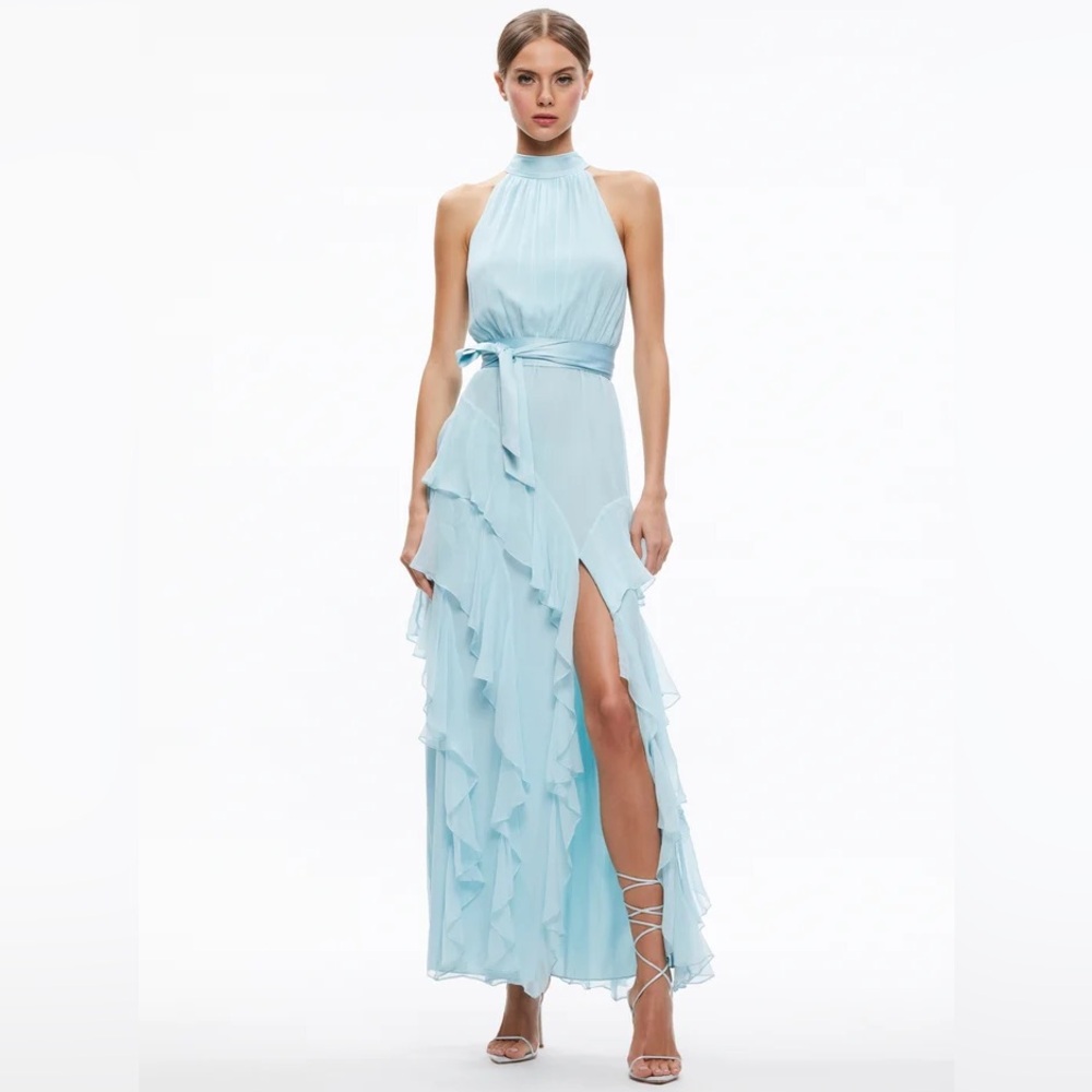 NWT ALICE & OLIVIA EMELIA HALTER NECK GOWN SIZE 6